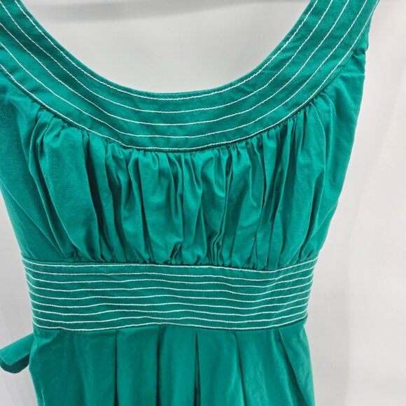 Maurices Kelly Green Knee Length White Stitching Cotton Dress Size Large - Picture 3 of 11
